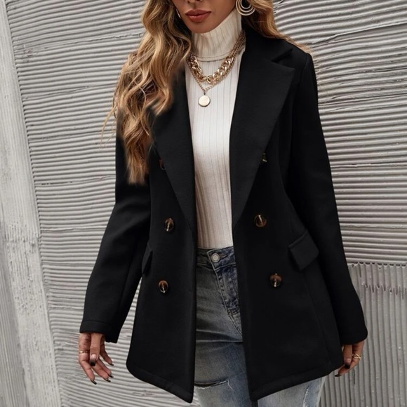 Double Breasted Overcoat pea coat preppy blue - Picture 3 of 15